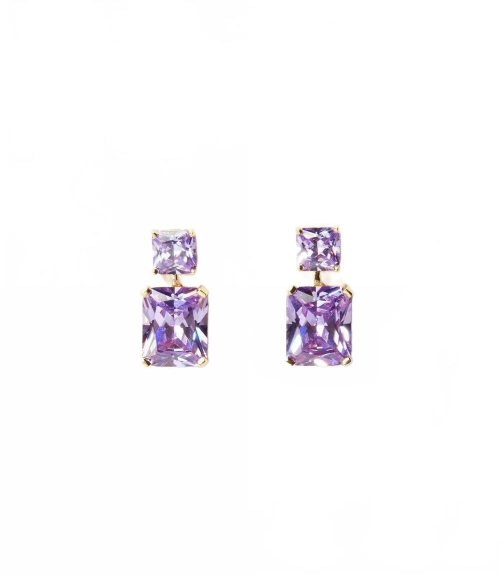 NEW MARLYN SCHIFF women's princess cut drop earrings in amethyst